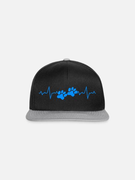 Hundeliebe Pfote Herzschlag Katze - Snapback Cap - Schwarz/Grau