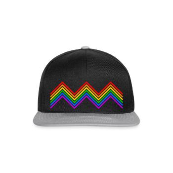 Regenbogen LGBT Zickzack - Snapback Cap - Schwarz/Grau - Vorne