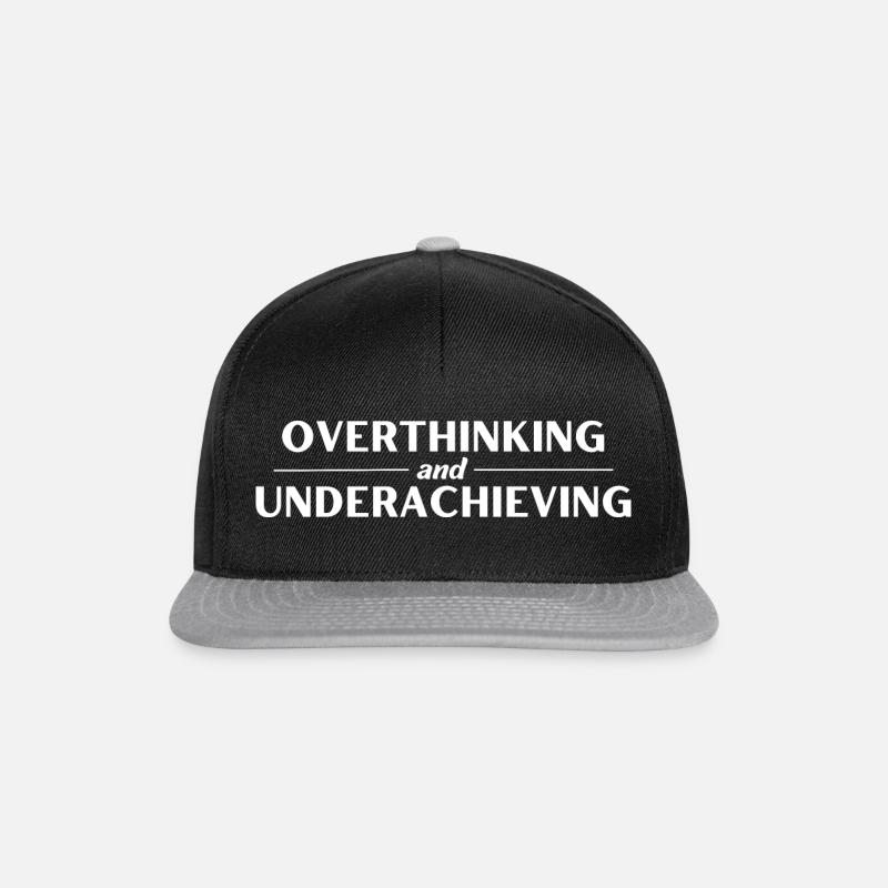 Funny Slogan - Overthinking and Underachieving wh - Snapback Cap - black/grey
