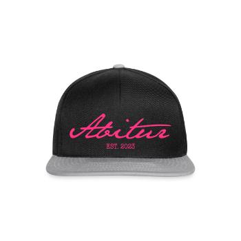 Abi '23 Motto mit Stil - Abitur Established 2023 - Snapback Cap - Schwarz/Grau - Vorne
