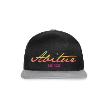 Abi '23 Motto mit Stil - Abitur Established 2023 - Snapback Cap - Schwarz/Grau - Vorne