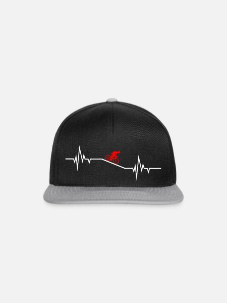 Fahrrad Herzschlag Downhill Mountainbike - Snapback Cap - Schwarz/Grau