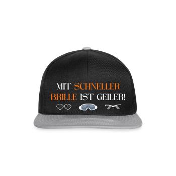 schnelle Brille - Snapback Cap - Schwarz/Grau - Vorne