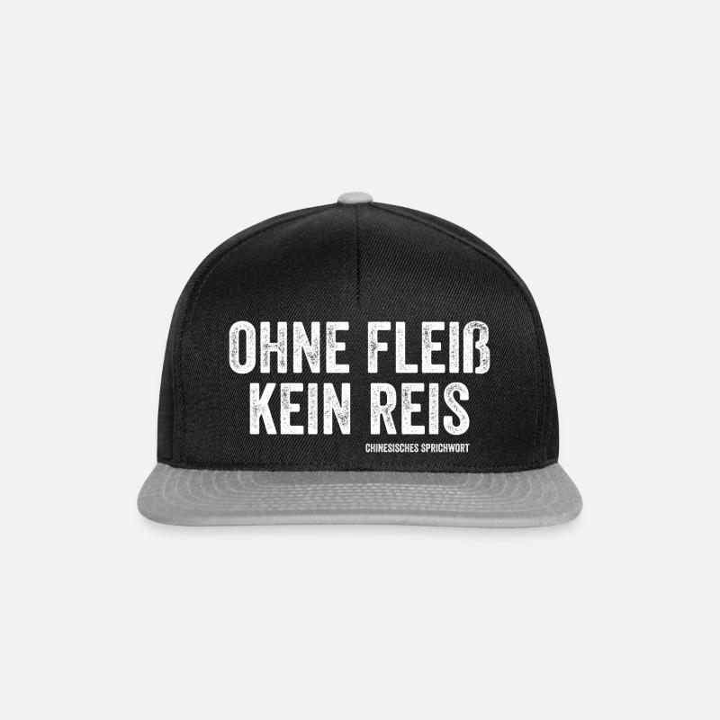Ohne Fleiß kein Reis Chinesisches Sprichwort - Snapback Cap - Schwarz/Grau