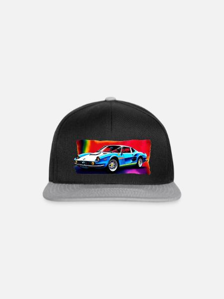 Retro Car on Rainbow Background - Snapback Cap - Schwarz/Grau