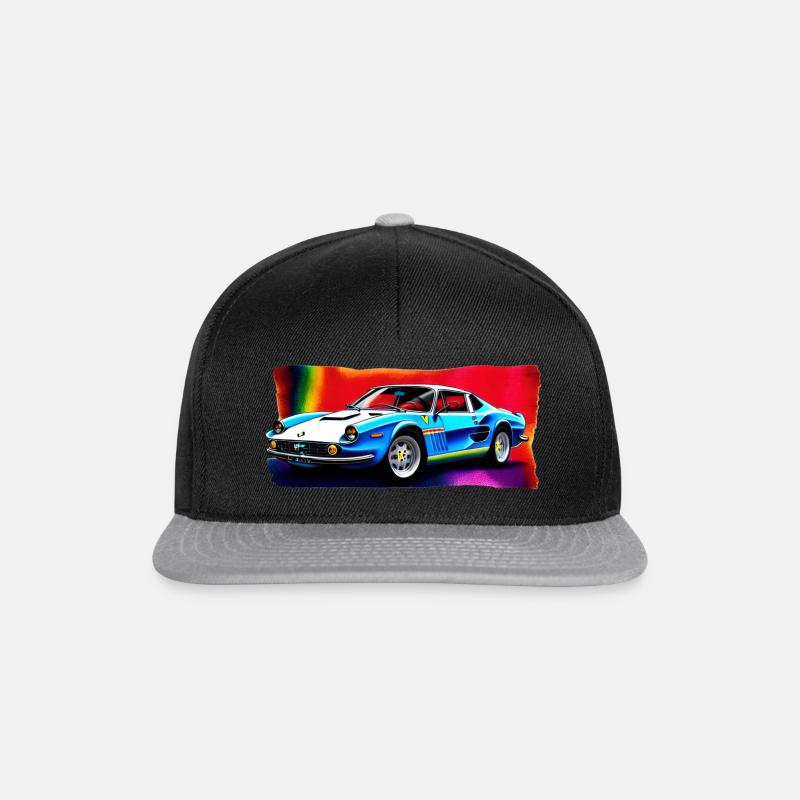 Retro Car on Rainbow Background - Snapback Cap - Schwarz/Grau