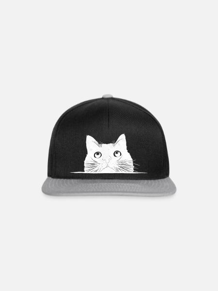 Guckende Katze mit Schnurrhaaren - Snapback Cap - Schwarz/Grau