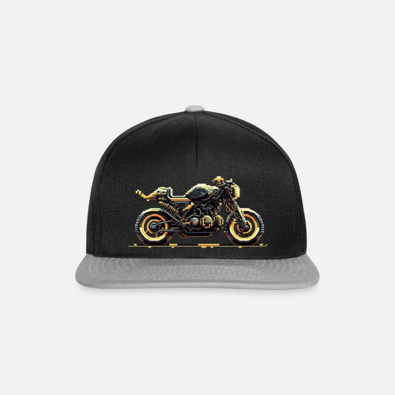 8-bit Motorrad - Snapback Cap - Schwarz/Grau