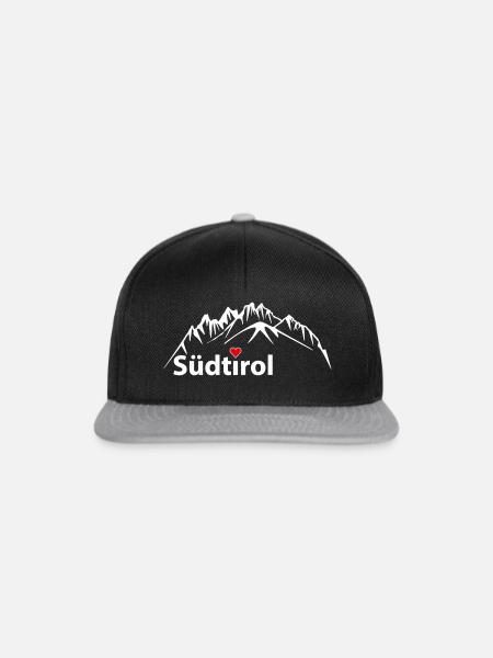 Die Dolomiten, Berge Südtirol  - Snapback Cap - Schwarz/Grau