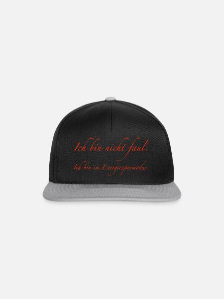 ich bin nicht faul - Snapback Cap - Schwarz/Grau