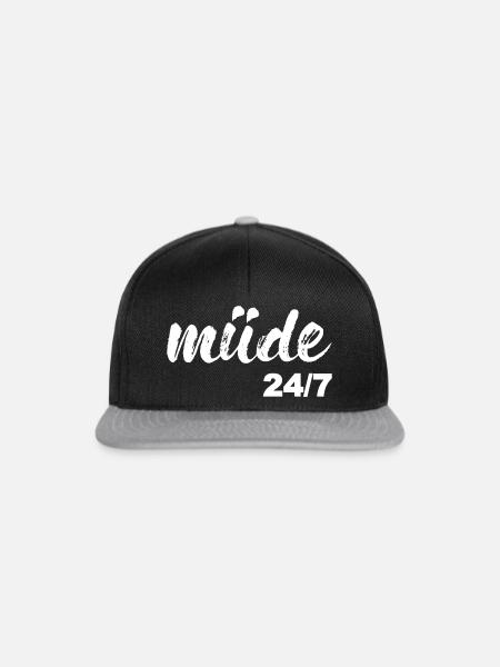 Müde, weiß - Snapback Cap - Schwarz/Grau