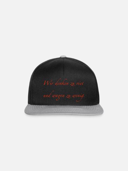 wir denken zu viel - Snapback Cap - Schwarz/Grau