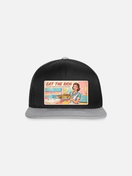 Eat the Rich – Retro-Satire - Snapback Cap - Schwarz/Grau