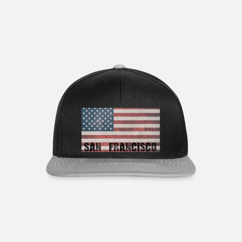 San Francisco Flag USA - Gift - Snapback Cap - black/grey