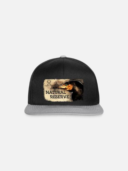 Serie "NATURSCHUTZGEBIET" - Kormoran - Snapback Cap - Schwarz/Grau