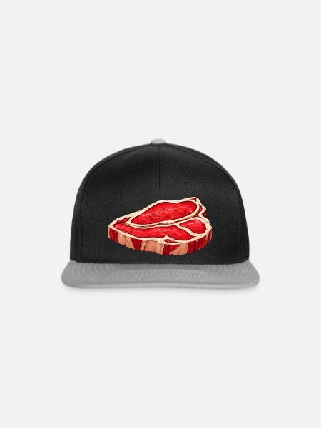 Saftiges Steak Illustration - Snapback Cap - Schwarz/Grau