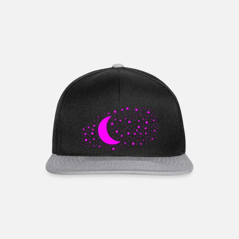 Mond und Sterne - Snapback Cap - Schwarz/Grau