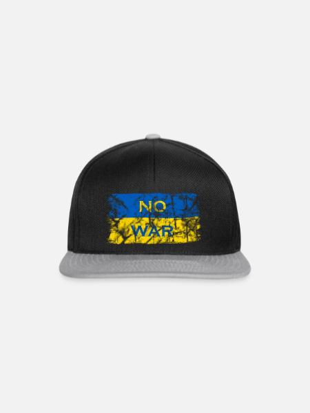 Ukraine Flagge No War - Snapback Cap - Schwarz/Grau