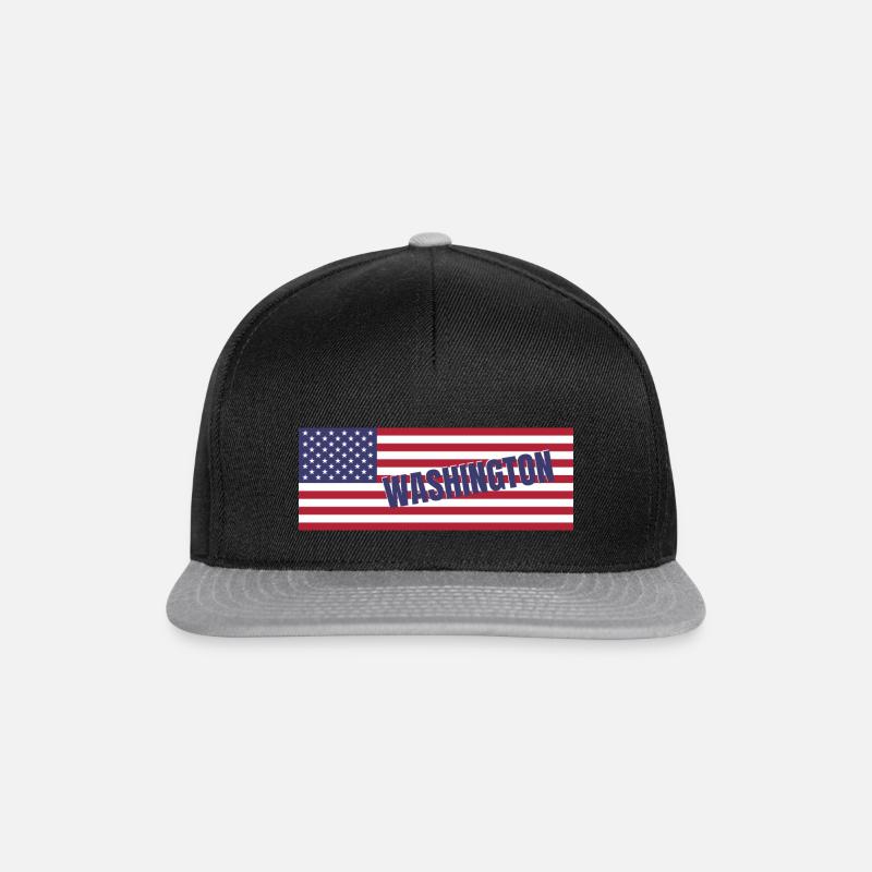 Washington DC State in American Flag - Snapback Cap - black/grey