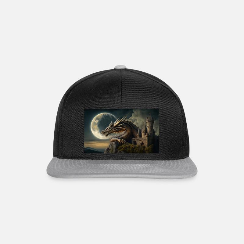 Erhabener Drache - Snapback Cap - Schwarz/Grau