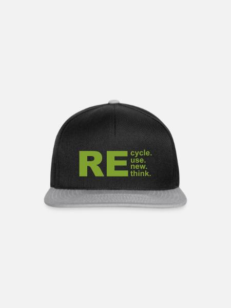 Recycle Reuse Renew Rethink Crisis Environmental - Snapback Cap - Schwarz/Grau