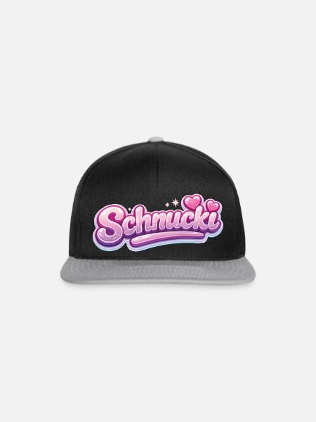 Schnucki Pink Bubble Schrift - Snapback Cap - Schwarz/Grau