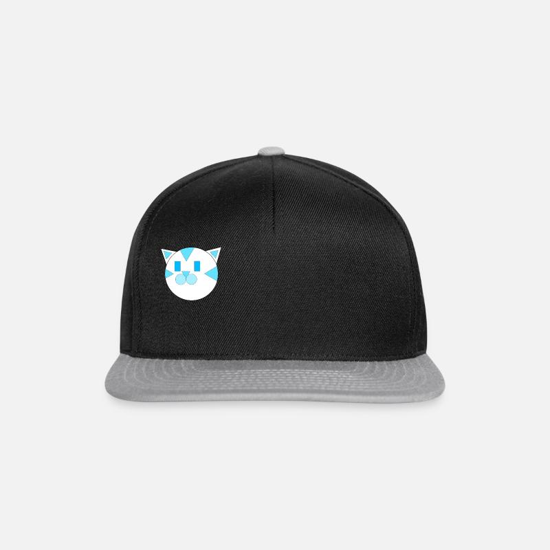 Blue Geometric Cat - Snapback Cap - black/grey