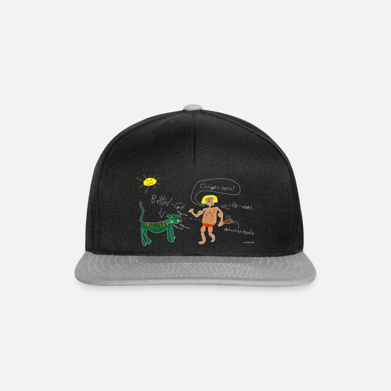 Bettel Cat weiß - Snapback Cap - Schwarz/Grau
