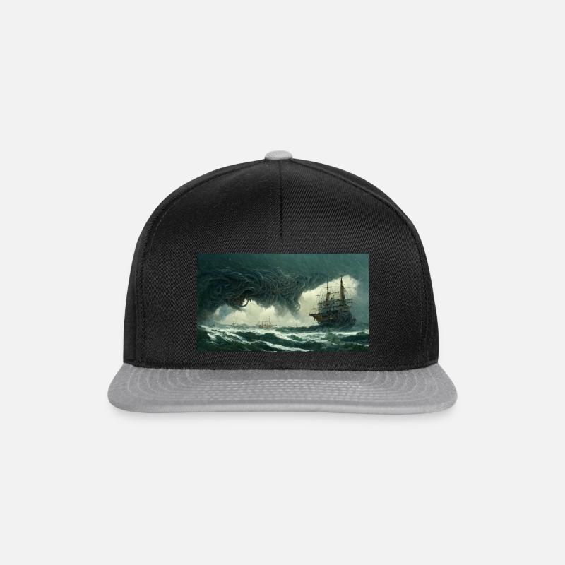 Segelschiff gegen Seemonster - Snapback Cap - Schwarz/Grau
