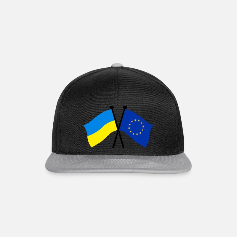 Ukraine EU Flag Crossed - Snapback Cap - Schwarz/Grau