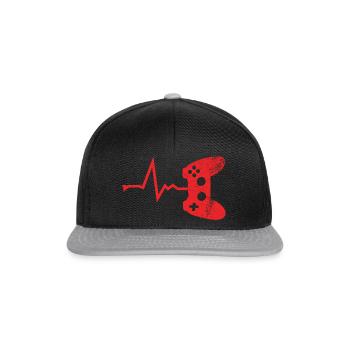 Graphique de battement de cœur de joystick rouge pour un joueur amusant - Casquette snapback - noir/gris - Devant