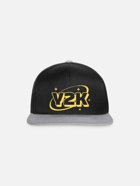 Y2K Retro Glanz Grafik - Snapback Cap - Schwarz/Grau