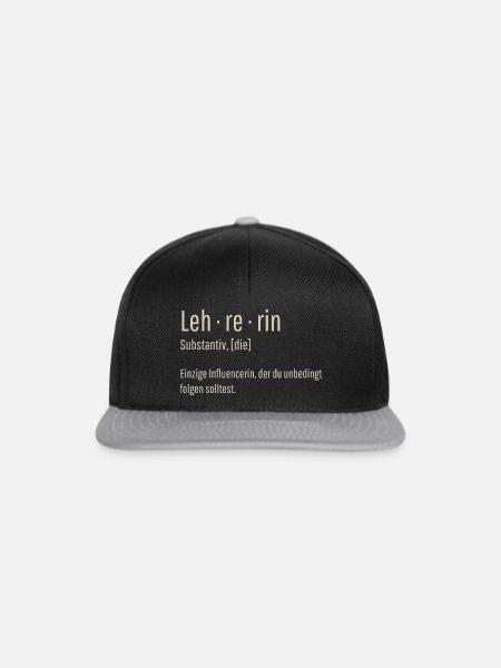 Lehrerin Substantiv Influencerin Lustig Geschenk - Snapback Cap - Schwarz/Grau