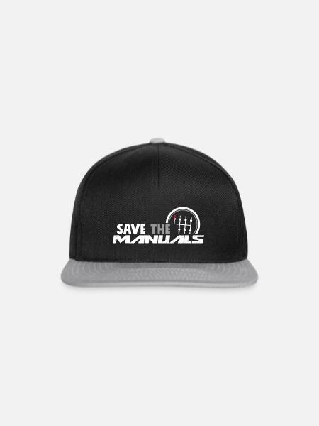 Save The Manuals - Funny Three Pedals Car Guy - Snapback Cap - Schwarz/Grau