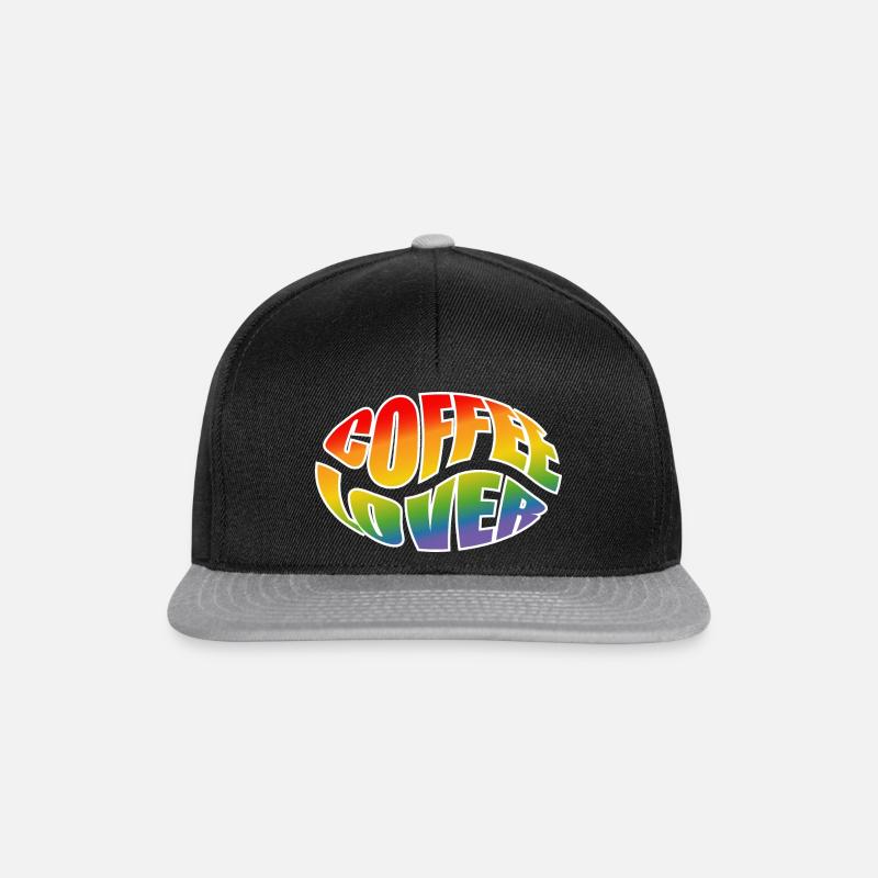Kaffeebohne coffee lover rainbow black shirt - Snapback Cap - Schwarz/Grau