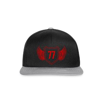 77 Zahl Wappen - Snapback Cap - Schwarz/Grau - Vorne