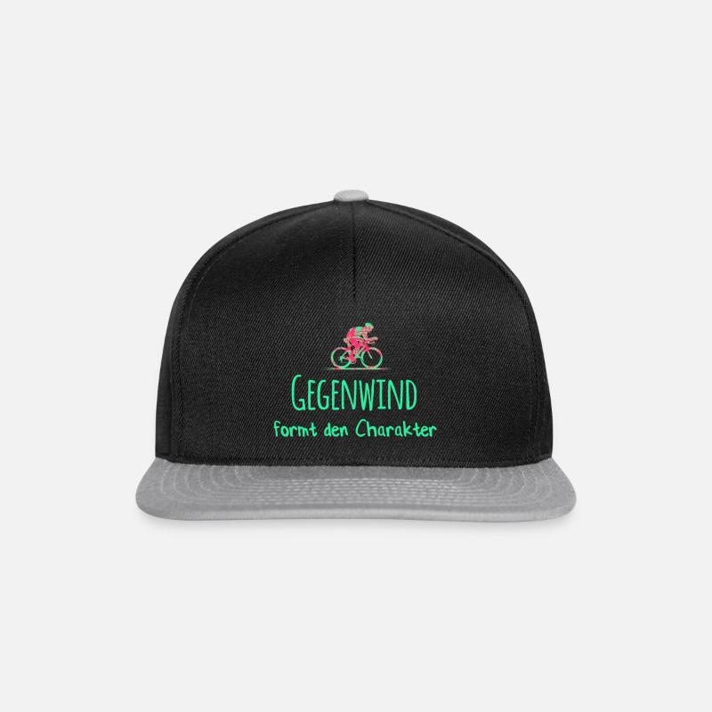 Fahrrad Gegenwind formt Charakter - Snapback Cap - Schwarz/Grau