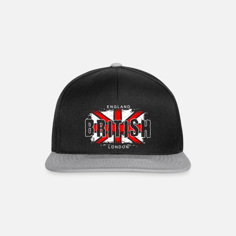 Angleterre, Britannique, Londres, Drapeau du Royaume-Uni, Royaume-Uni, Drapeau - Casquette snapback - noir/gris