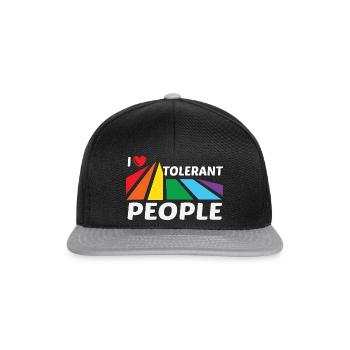 I Love Tolerant People Bisexual Gay Pansexual Rain - Snapback Cap - Schwarz/Grau - Vorne