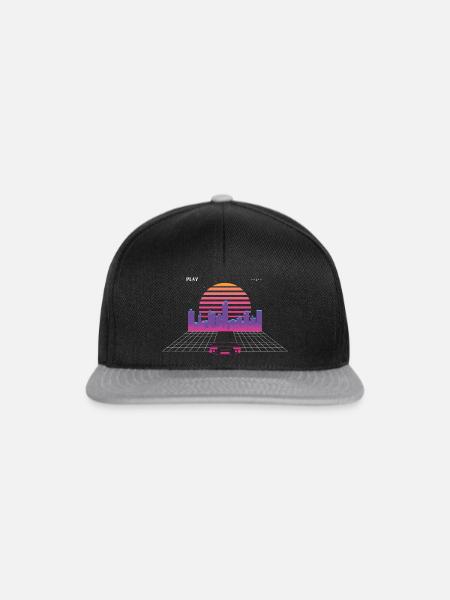 Vaporwave E-Car 80er Retro - Snapback Cap - Schwarz/Grau