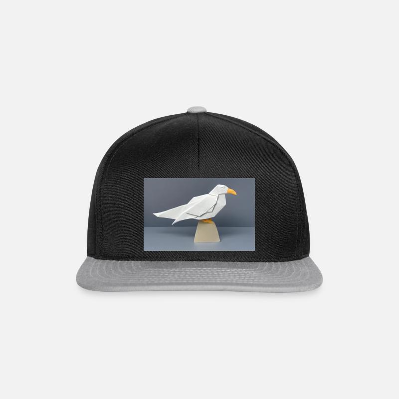 Silbermöwe im Origami-Stil - Snapback Cap - Schwarz/Grau
