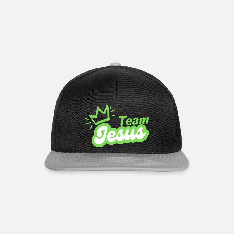 Team Jesus mit Krone - Snapback Cap - Schwarz/Grau
