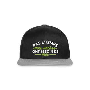 Pas le temps mes vaches ont besoin de moi - Casquette snapback - noir/gris - Devant