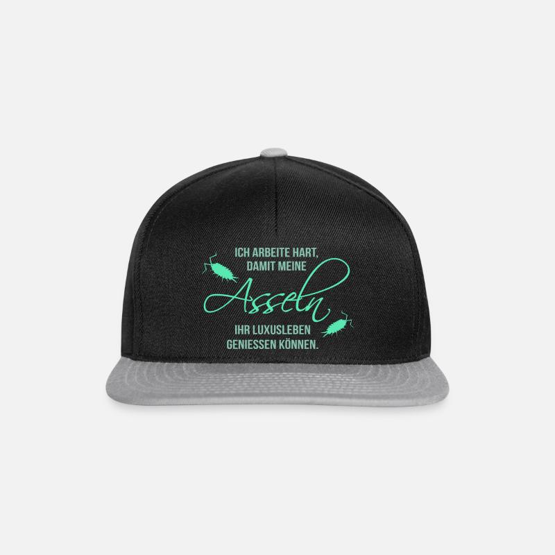 Harte Arbeit für Assel Luxusleben "mint" - Snapback Cap - Schwarz/Grau