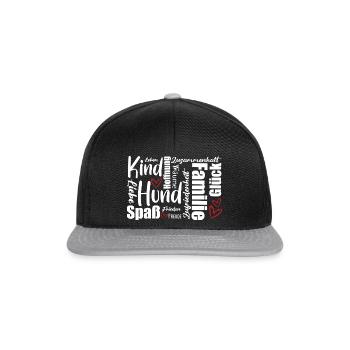 Mein Leben, Mein Hund, Meine Damilie - Snapback Cap - Schwarz/Grau - Vorne