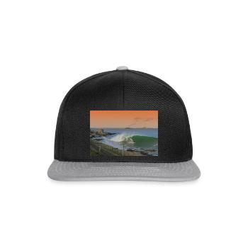 surfer wave scene sunset gradient - Snapback Cap - black/grey - Front