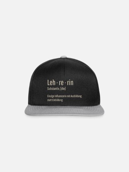 Lehrerin Substantiv Influencerin Schule Geschenk - Snapback Cap - Schwarz/Grau