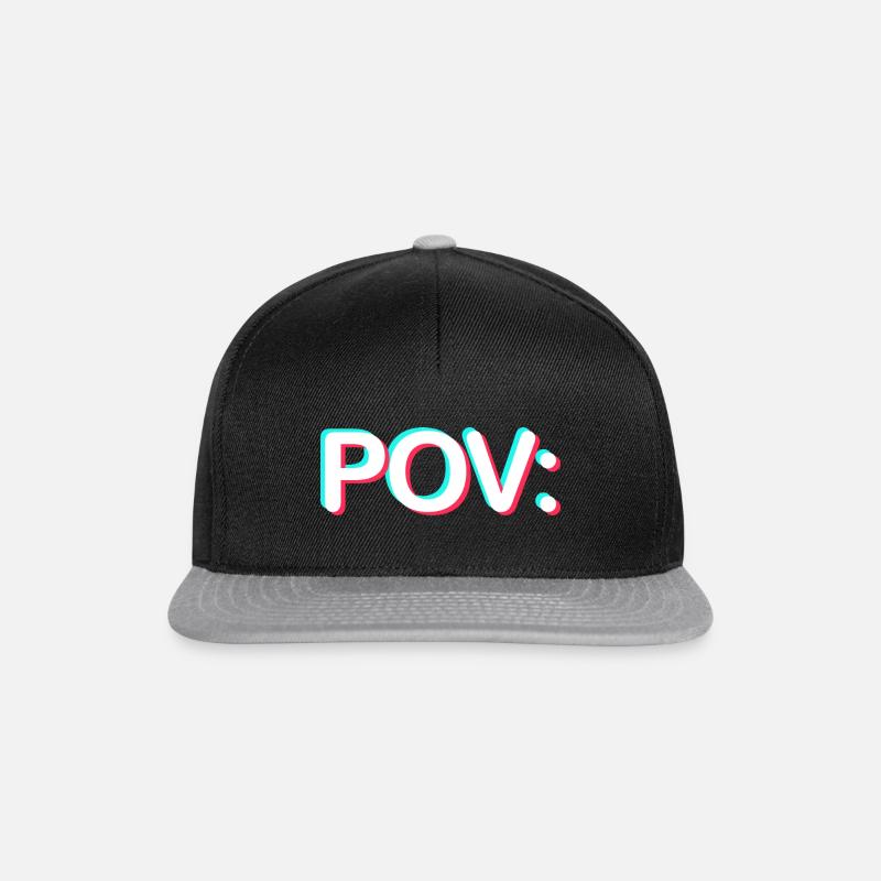 POV: Meme Text Print - Snapback Cap - black/grey