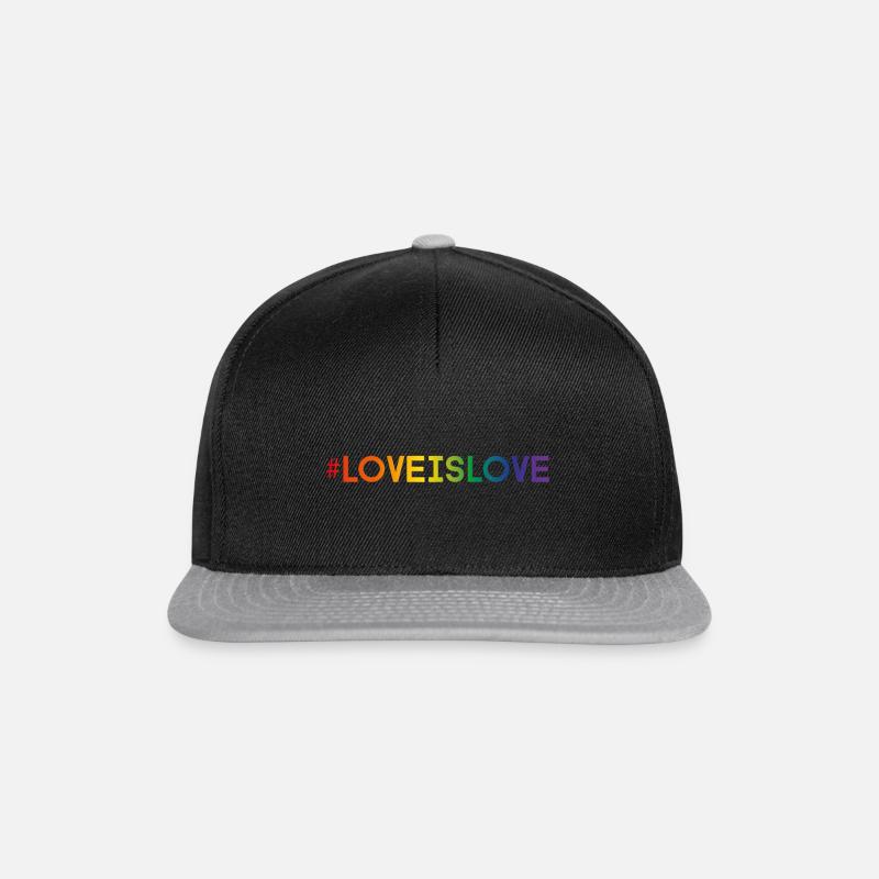 Regenbogen Design - Hashtag Love is Love - Snapback Cap - Schwarz/Grau