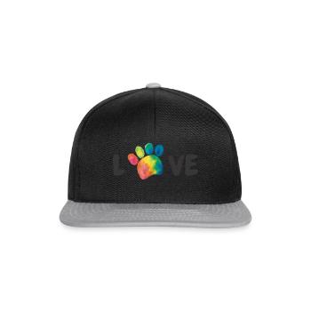 Love Regenbogen Tatzen Pfoten - Snapback Cap - Schwarz/Grau - Vorne